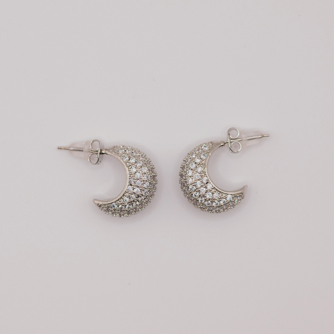 Aretes Argollas Con Zircones Silver