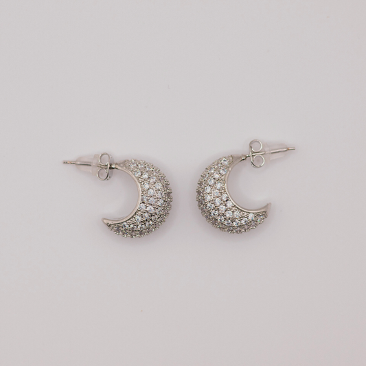 Aretes Argollas Con Zircones Silver