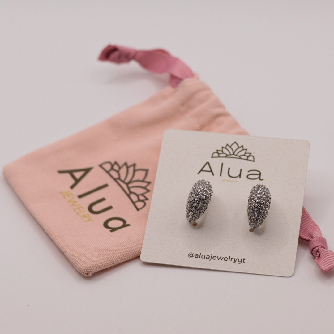 Aretes Argollas Con Zircones Silver