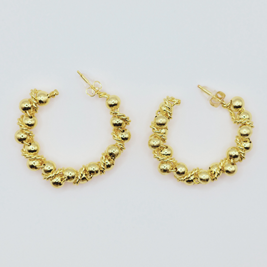 Aretes Argollas Pepas dorados