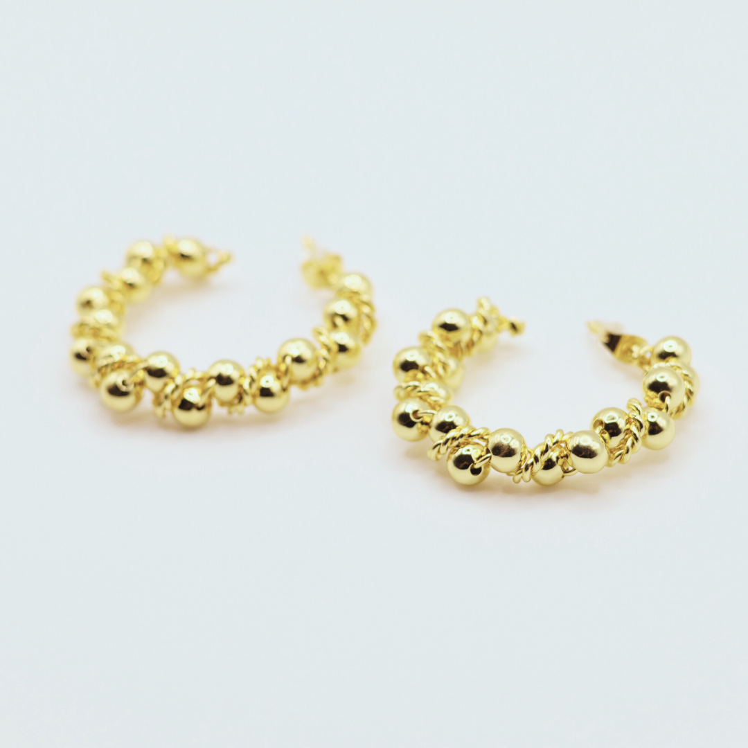 Aretes Argollas Pepas dorados