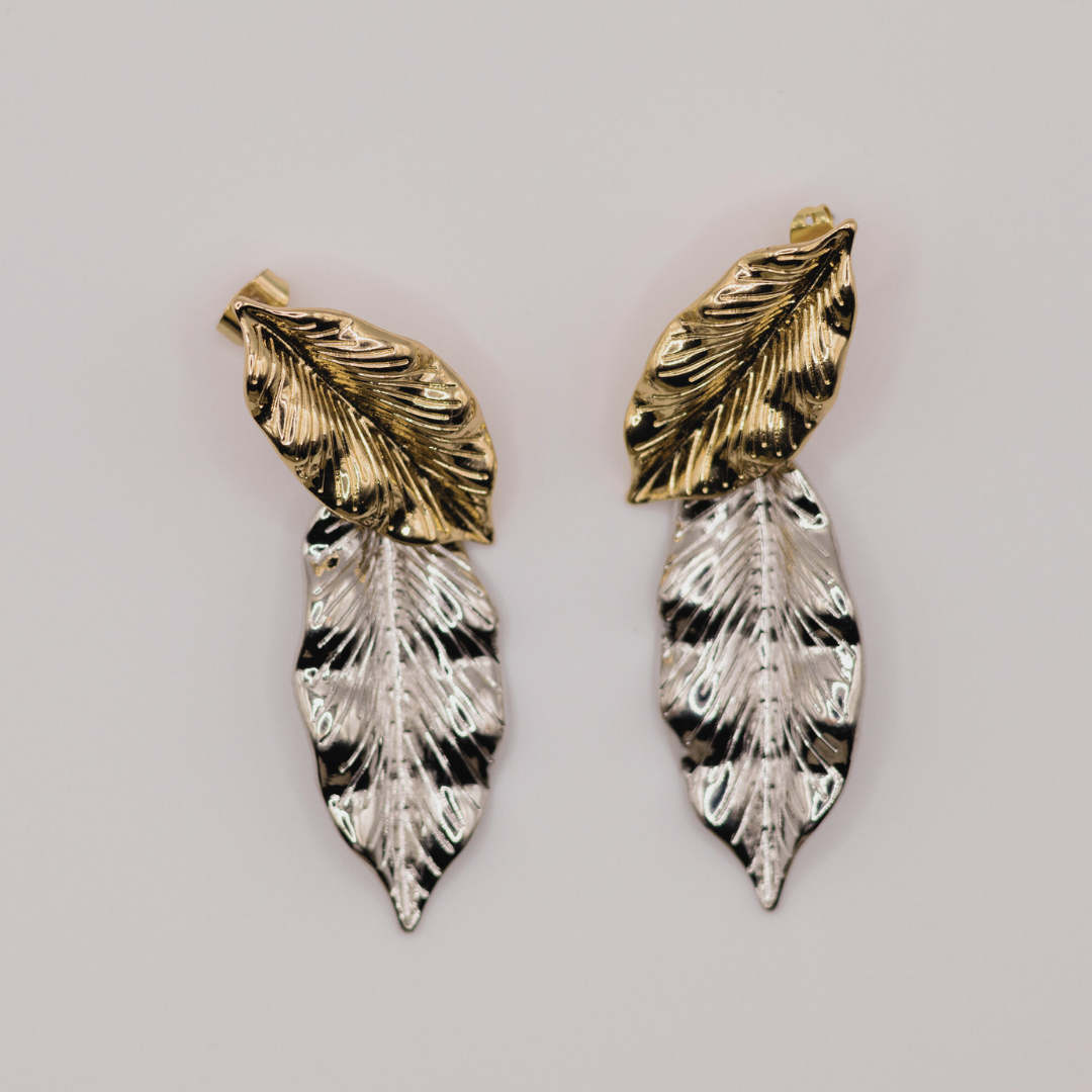 Aretes Algas Silver y Dorado