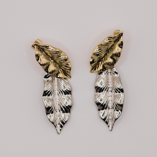 Aretes Algas Silver y Dorado