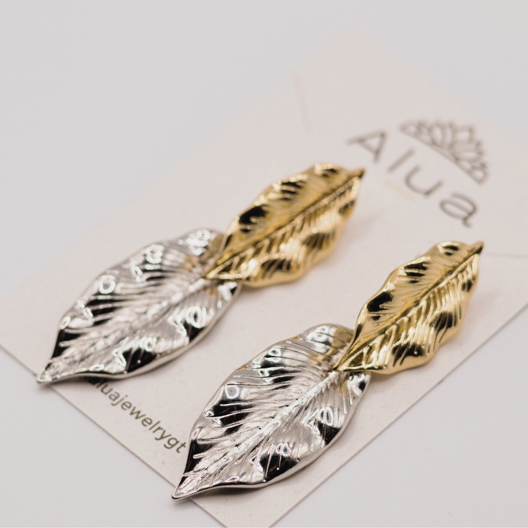 Aretes Algas Silver y Dorado