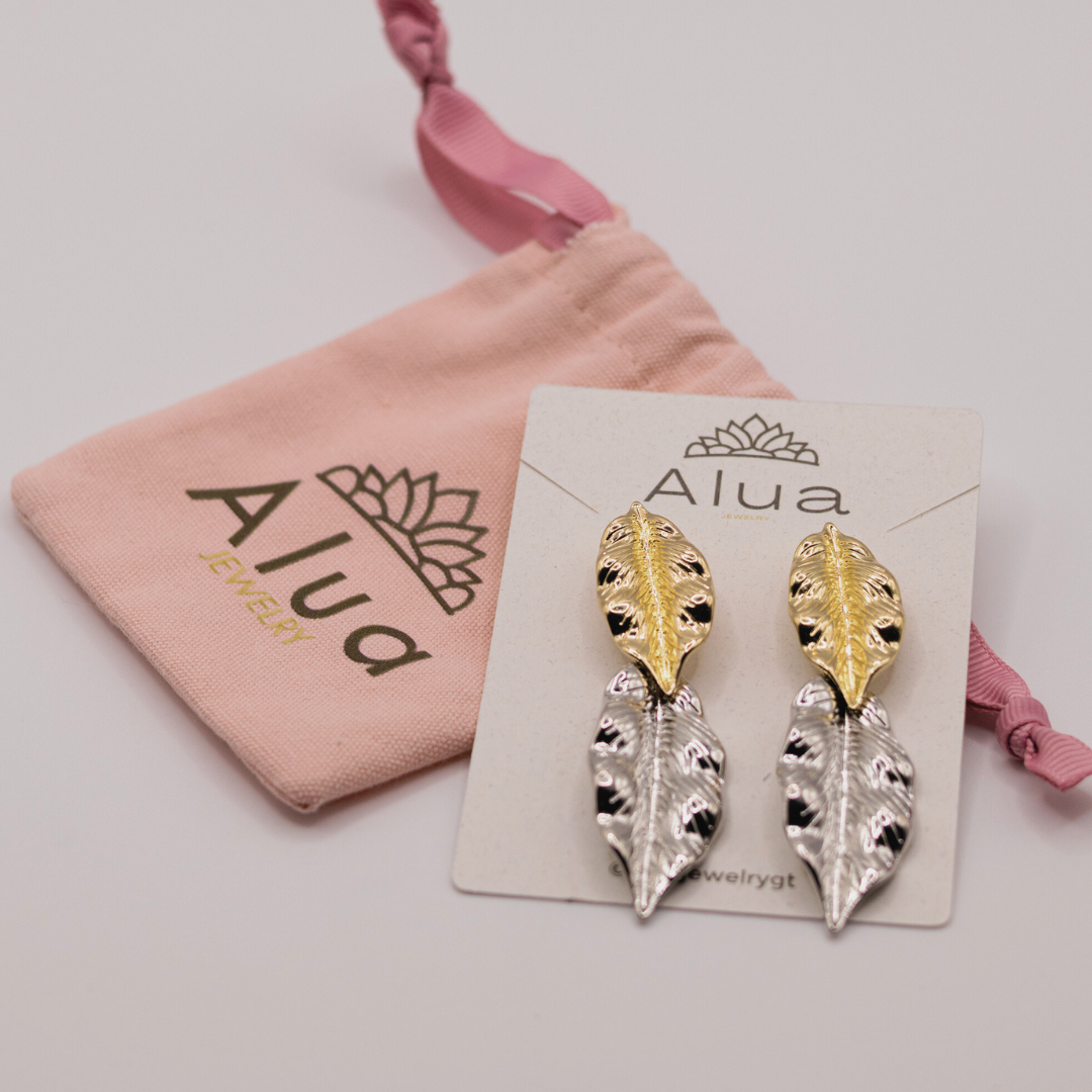 Aretes Algas Silver y Dorado