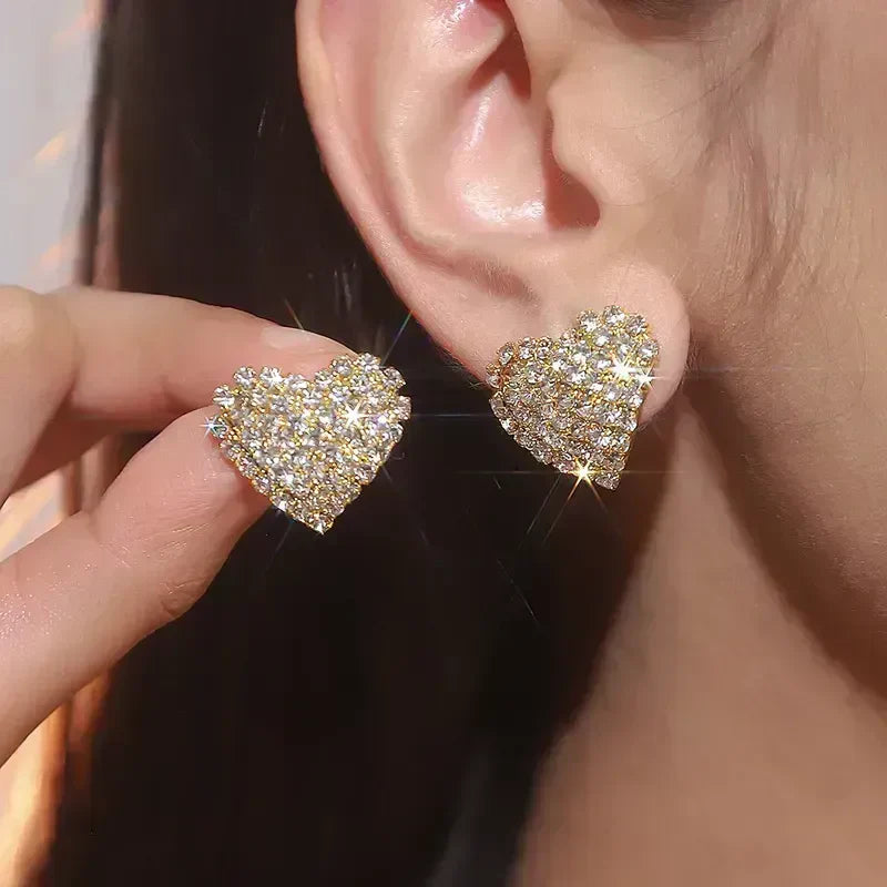 Aretes Corazón y Brillantes