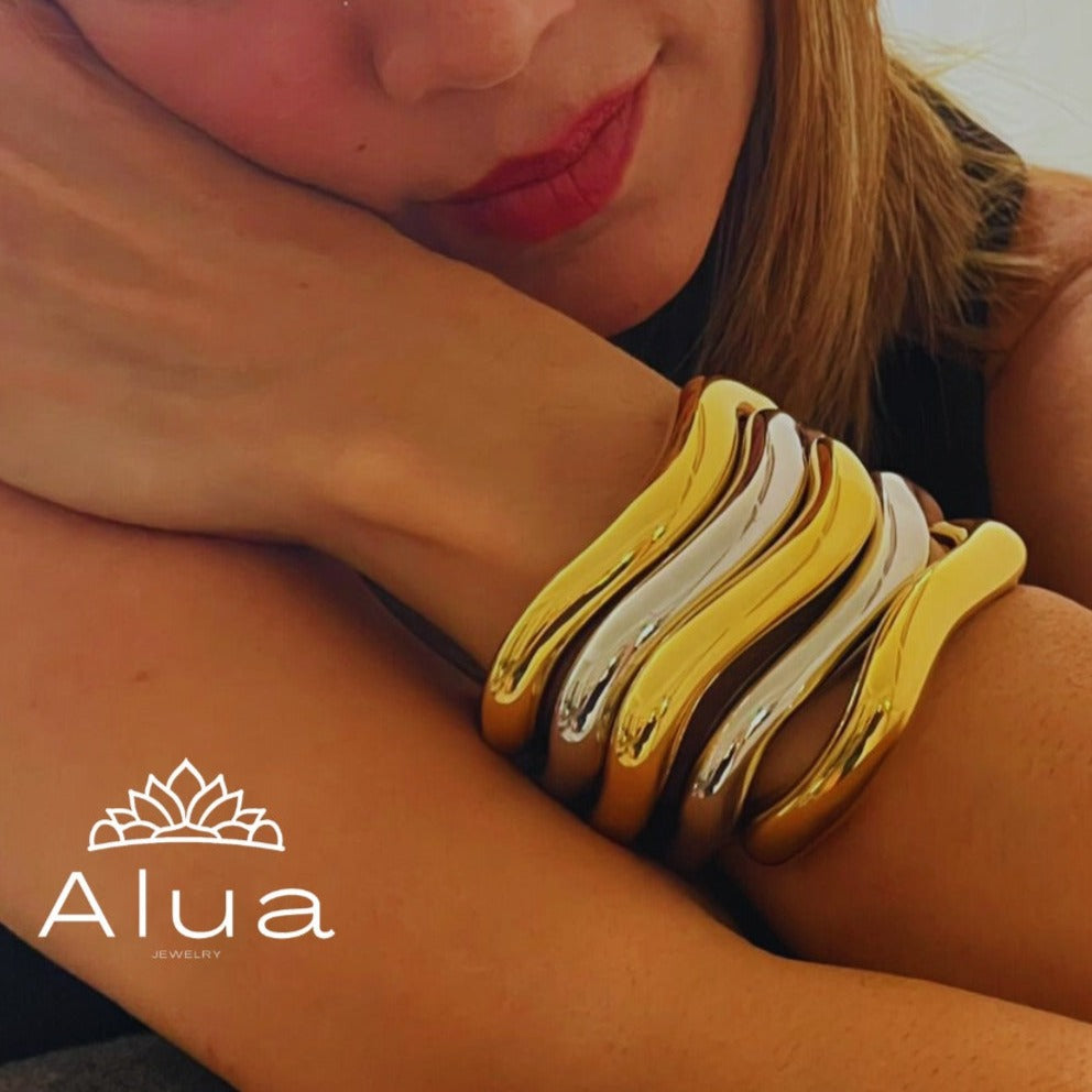 Pulsera Irregular abierta Silver